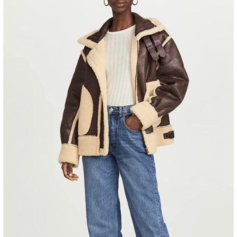 Brown Leather Jacket w/ Faux Fur